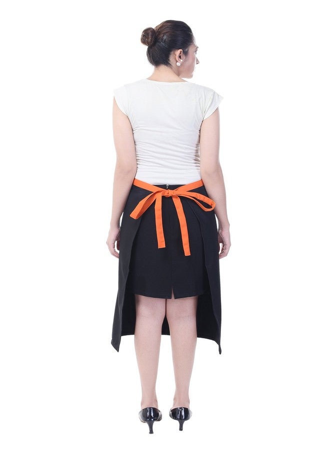 Switchon polyester one waterproof Bib Apron plus one waist apron black orange - Image 2